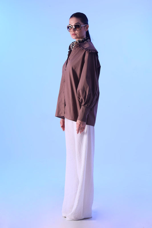 Fırfır Detaylı Oversize Gömlek – Kişisel