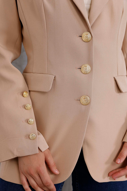 Emerald Altın Düğme Ceket Bej
