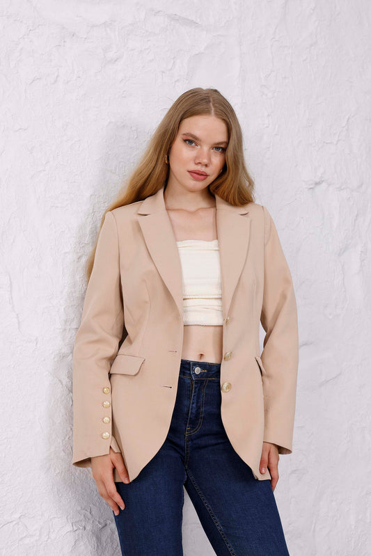 Emerald Altın Düğme Ceket Bej
