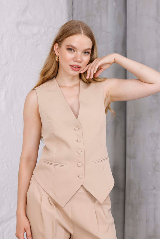 Jade Yelek Bej Sıfır Kol